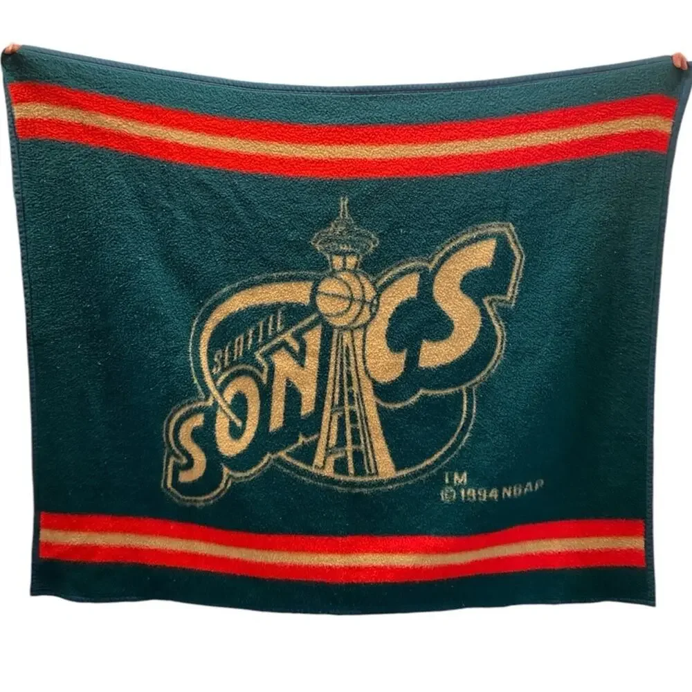 Vintage Biederlack Seattle Sonics‎ Blanket 1994 NBAP TM Made USA RARE